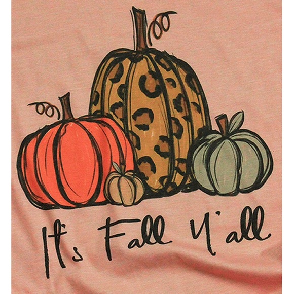 1 Left! It’s Fall Y’All Pumpkin Heathered PeachTee - Picture 2 of 3
